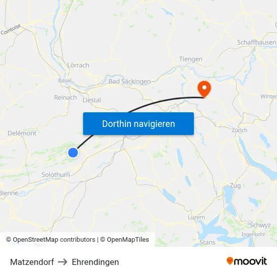Matzendorf to Ehrendingen map