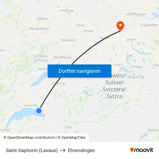 Saint-Saphorin (Lavaux) to Ehrendingen map