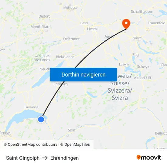 Saint-Gingolph to Ehrendingen map