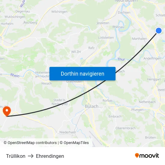 Trüllikon to Ehrendingen map