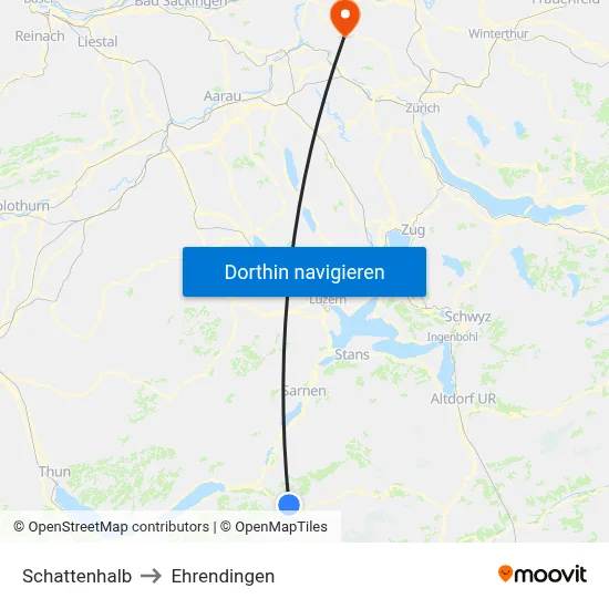 Schattenhalb to Ehrendingen map