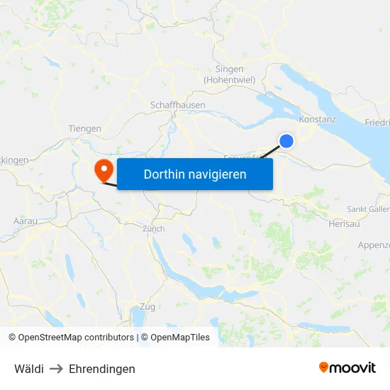 Wäldi to Ehrendingen map