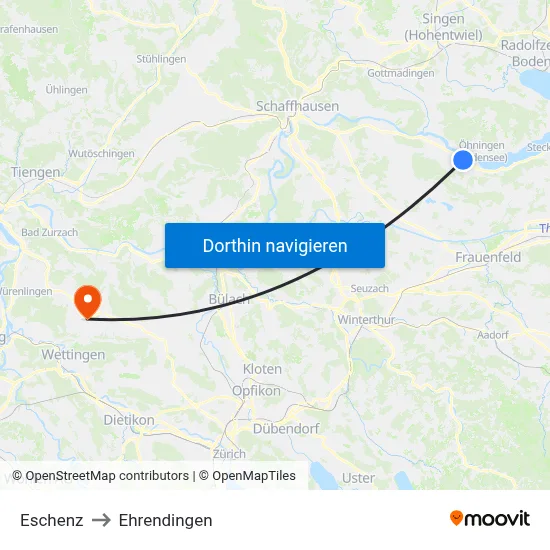 Eschenz to Ehrendingen map