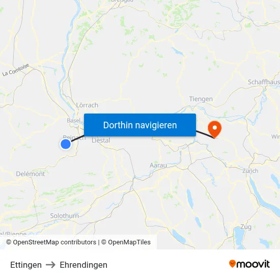 Ettingen to Ehrendingen map