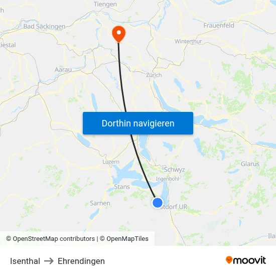Isenthal to Ehrendingen map