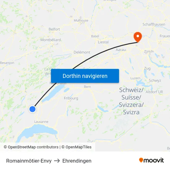 Romainmôtier-Envy to Ehrendingen map