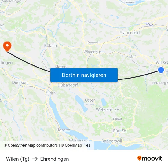 Wilen (Tg) to Ehrendingen map
