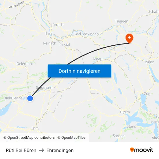 Rüti Bei Büren to Ehrendingen map