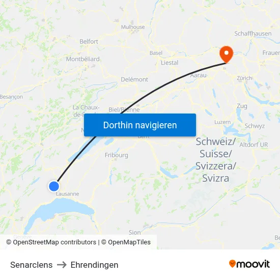 Senarclens to Ehrendingen map