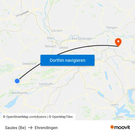 Saules (Be) to Ehrendingen map