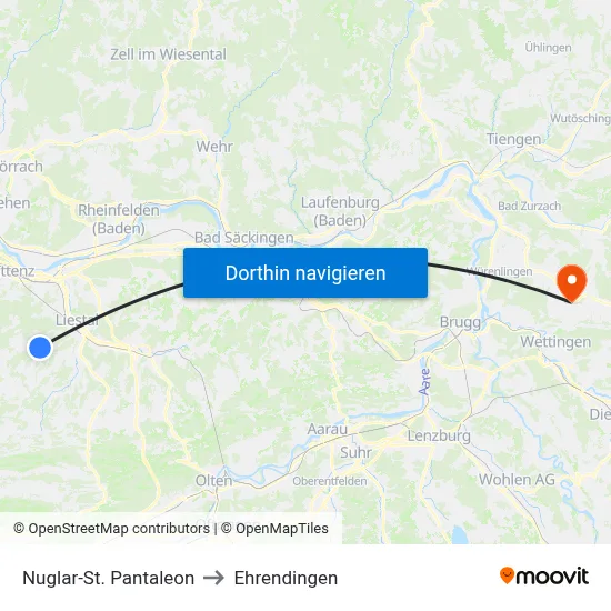 Nuglar-St. Pantaleon to Ehrendingen map