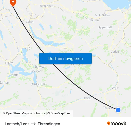Lantsch/Lenz to Ehrendingen map