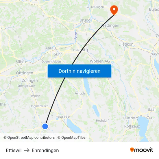 Ettiswil to Ehrendingen map