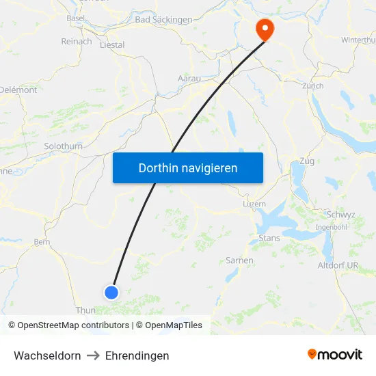 Wachseldorn to Ehrendingen map