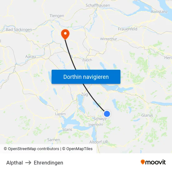 Alpthal to Ehrendingen map