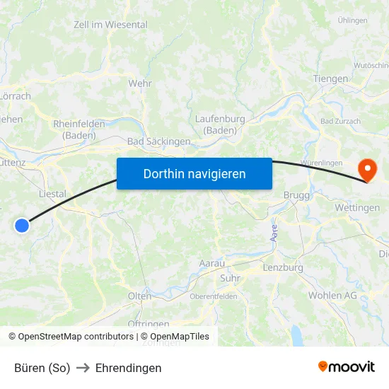 Büren (So) to Ehrendingen map