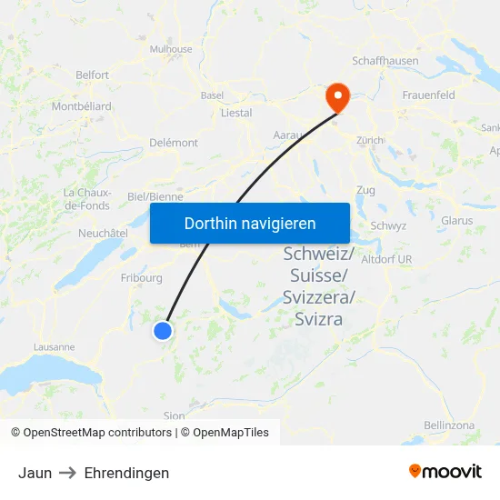 Jaun to Ehrendingen map