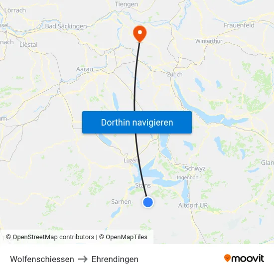 Wolfenschiessen to Ehrendingen map