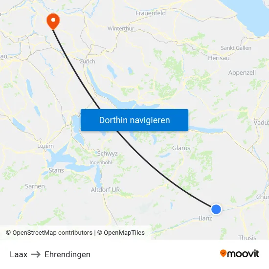 Laax to Ehrendingen map