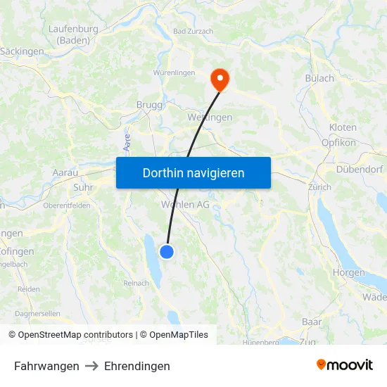 Fahrwangen to Ehrendingen map