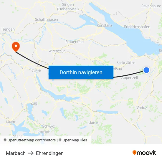 Marbach to Ehrendingen map