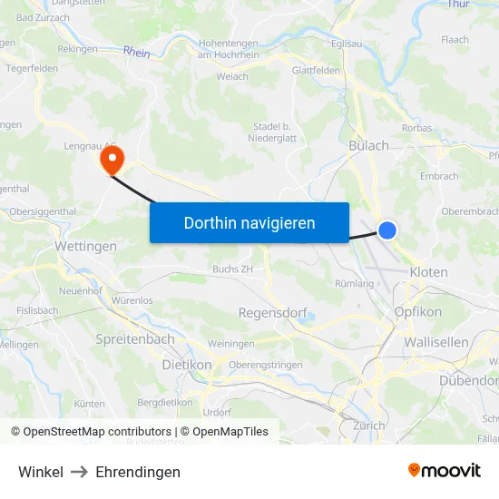 Winkel to Ehrendingen map