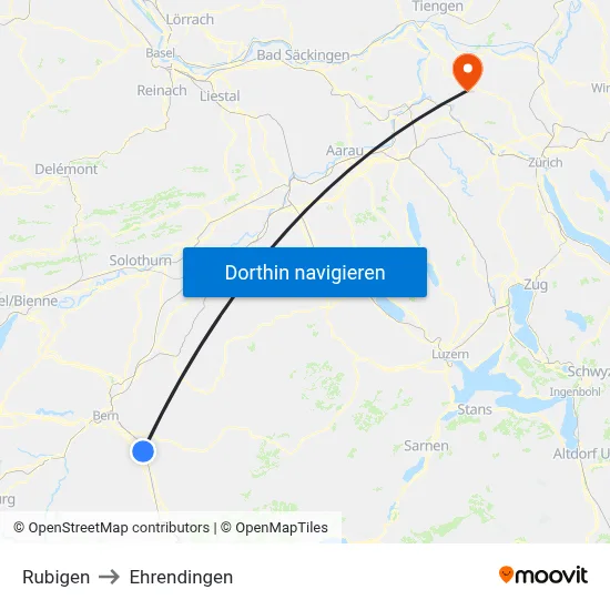 Rubigen to Ehrendingen map