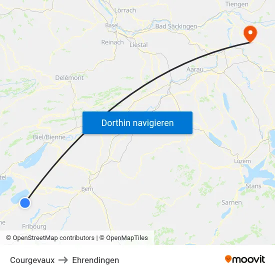 Courgevaux to Ehrendingen map