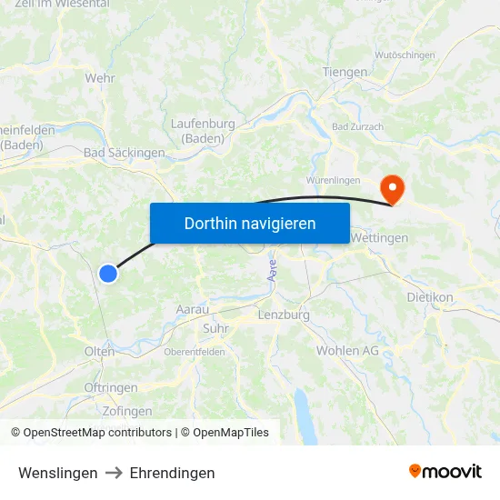 Wenslingen to Ehrendingen map