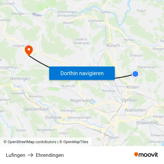 Lufingen to Ehrendingen map