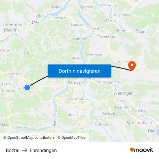 Böztal to Ehrendingen map