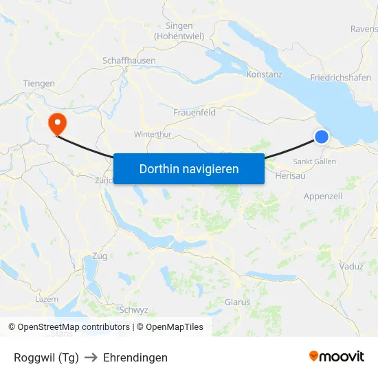 Roggwil (Tg) to Ehrendingen map