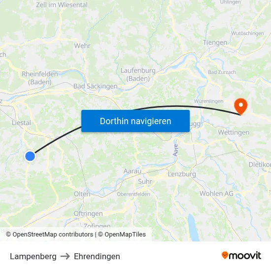 Lampenberg to Ehrendingen map
