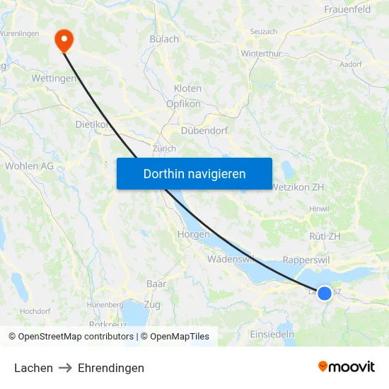 Lachen to Ehrendingen map