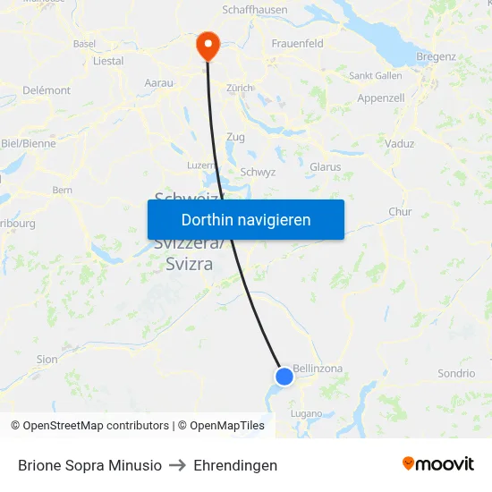 Brione Sopra Minusio to Ehrendingen map
