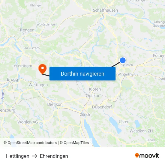 Hettlingen to Ehrendingen map