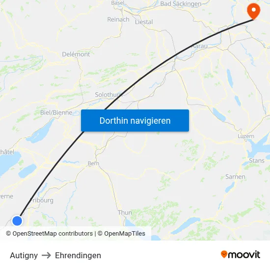 Autigny to Ehrendingen map