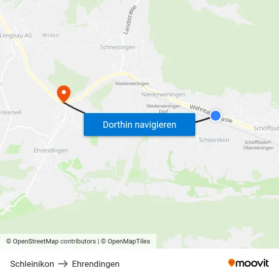 Schleinikon to Ehrendingen map
