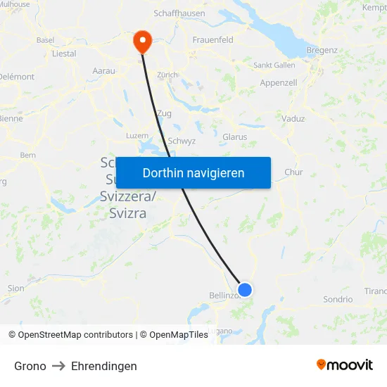 Grono to Ehrendingen map