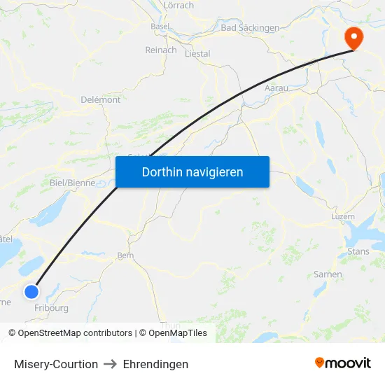 Misery-Courtion to Ehrendingen map