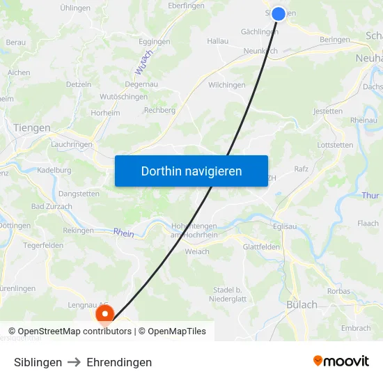 Siblingen to Ehrendingen map