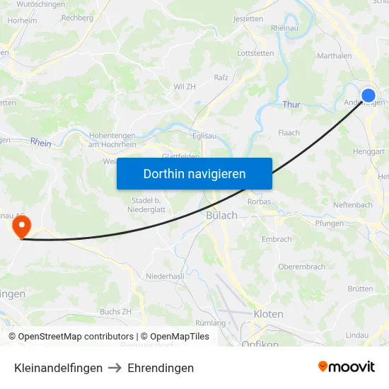 Kleinandelfingen to Ehrendingen map