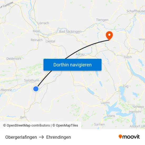 Obergerlafingen to Ehrendingen map