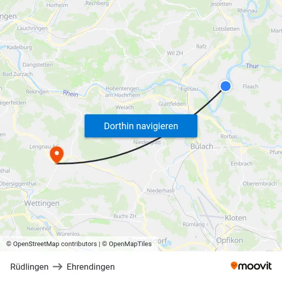 Rüdlingen to Ehrendingen map
