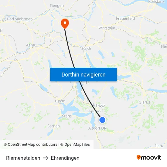 Riemenstalden to Ehrendingen map