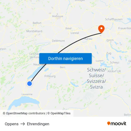 Oppens to Ehrendingen map