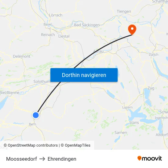 Moosseedorf to Ehrendingen map