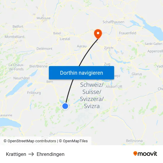 Krattigen to Ehrendingen map