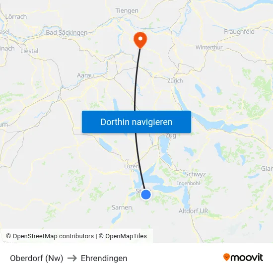 Oberdorf (Nw) to Ehrendingen map
