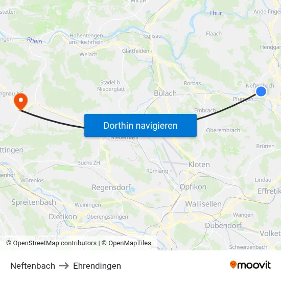 Neftenbach to Ehrendingen map